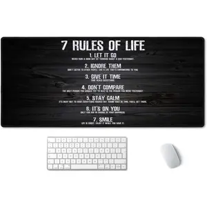 7 Rules of Life Motivational Quotes Mouse Pad  XXL Full Desk Mousepad Extended Large Non-Slip Rubber Base Waterproof Big Keyboard Mat with Stitched Edges for Gaming and Office