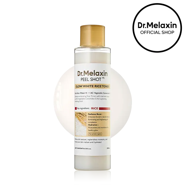 [Dr.Melaxin Official] Peel Shot Glow Rice Toner | Skin Texture, Hydration, Soothing | Korean Cosmetics | 6.76 fl.oz.