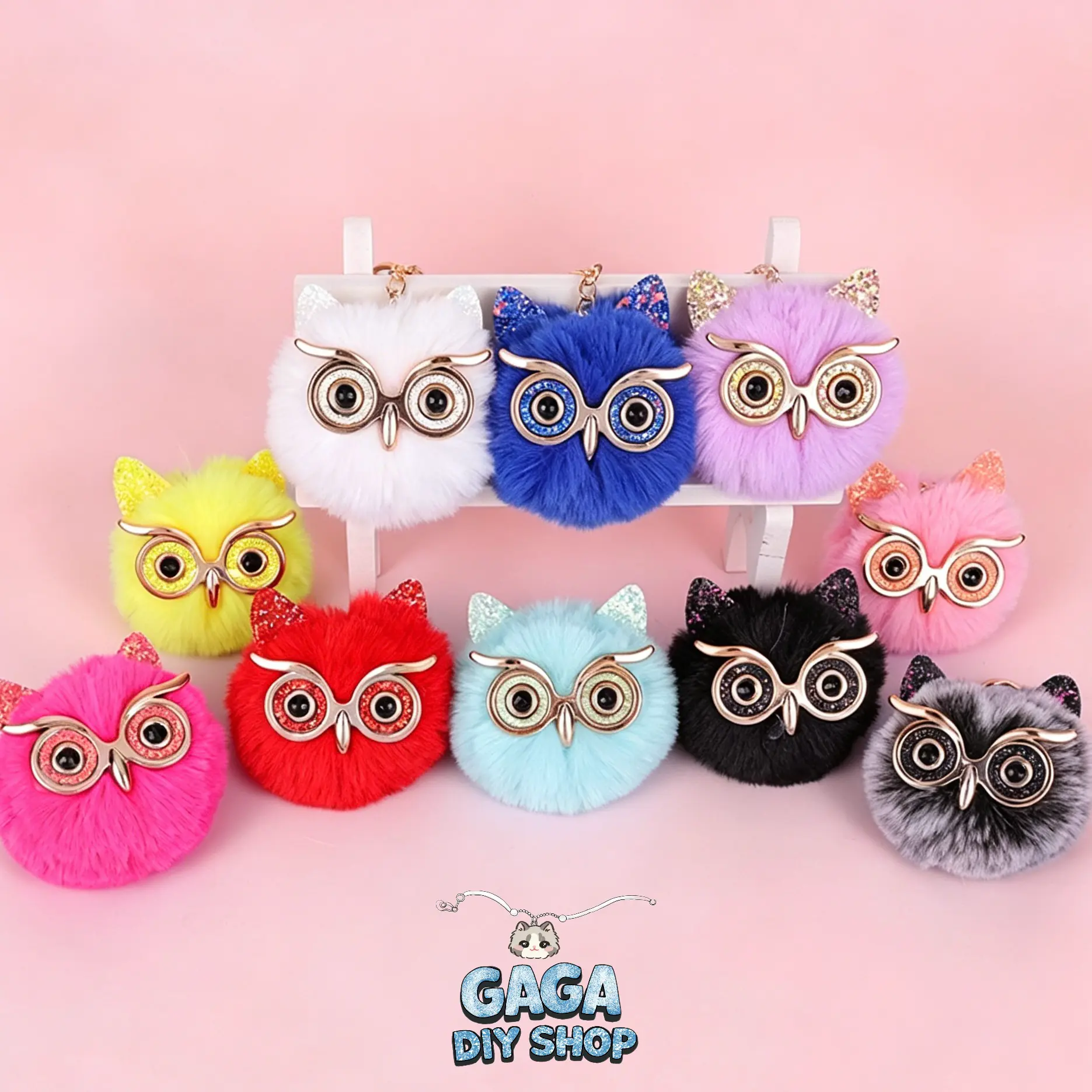 [Gaga shop] 20pcs Start With 10bags Fluffy Owl Keychain-Adorable Plush Keyring, Fuzzy Soft Plush Aesthetic Cute Owl Animal Bird Bag Charm Must Have Backpack Purse Car Key Holder Hanging Ornament Birthday Gift For Women, Mother's Day gift, Graduation Gift