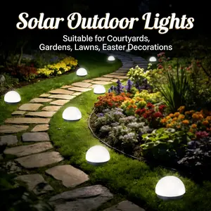 8-Pack New Semi-Dome Ground Lights with Light Sensor, 8led Outdoor Pathway and Garden Lights, Easy Installation for Landscaping and Holiday Decor