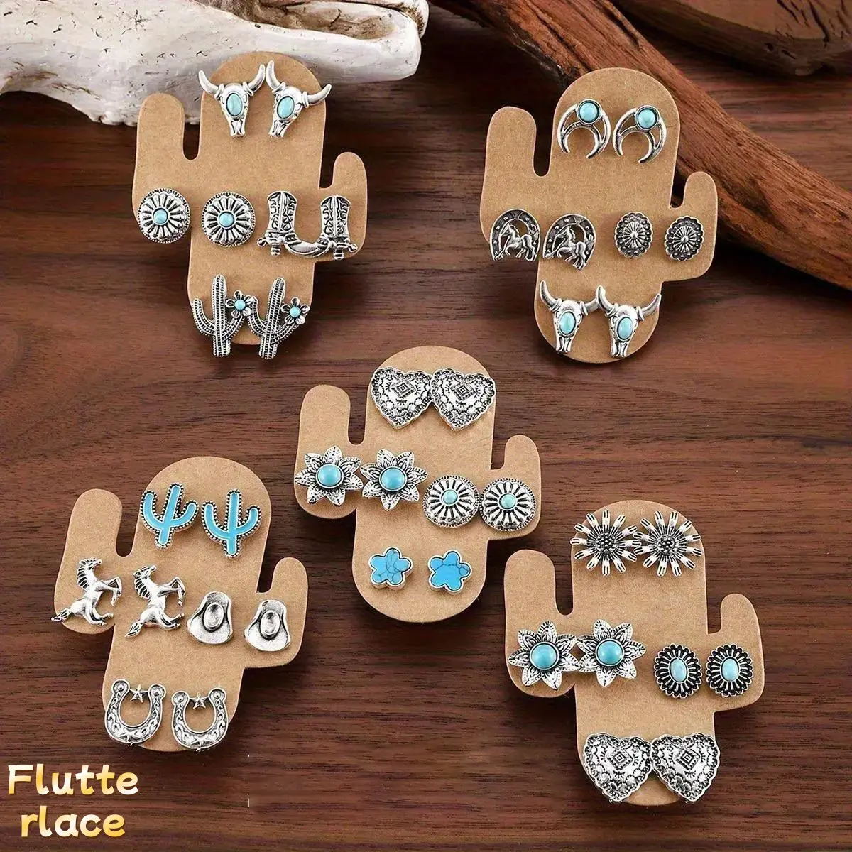 30 Pairs Western Stud Earrings Set for Women, Vintage Turquoise Cowgirl Jewelry with Bull Skull, Cactus, Cowboy Boot & Heart Designs, TikTok Trending Cute Earrings for Daily Wear, Festival & Gift for Her