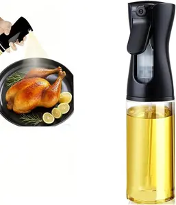 Olive Oil Sprayer 220ml for Cooking with Brush Oil Sprayer for Air Fryer, BBQ, Salad, Baking & Grilling - Dispensers, Utensils