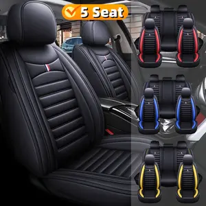 removable headrest Car seat cover PU leather full car five-seat seat cover wear-resistant, waterproof, comfortable, breathable, non-slip, fully wrapped front and rear seat covers