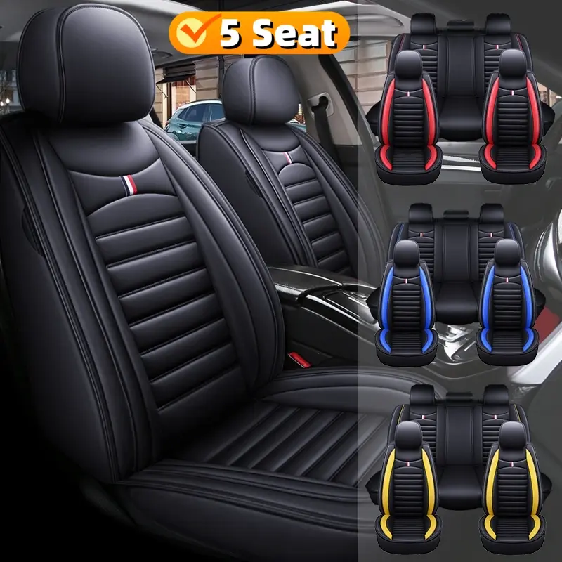 removable headrest Car seat cover PU leather full car five-seat seat cover wear-resistant, waterproof, comfortable, breathable, non-slip, fully wrapped front and rear seat covers