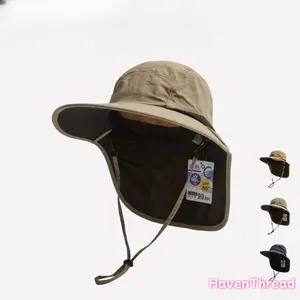 HavenThread Unisex Adjustable Size Bucket Shape Outdoor UV-Protective Hat with Neck Flap for Adults & Youth, Ideal for Hiking & Outdoor Sports, Sun Protection