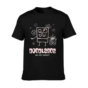Crewneck T Shirt Black Doodlebob Spongebob Character Pineapple And Flowers Print Me Hoy Minoy Text Design For Casual Wear