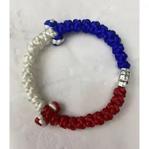 Handmade 33-Knot Prayer Rope Red, White, and Blue from Serbia