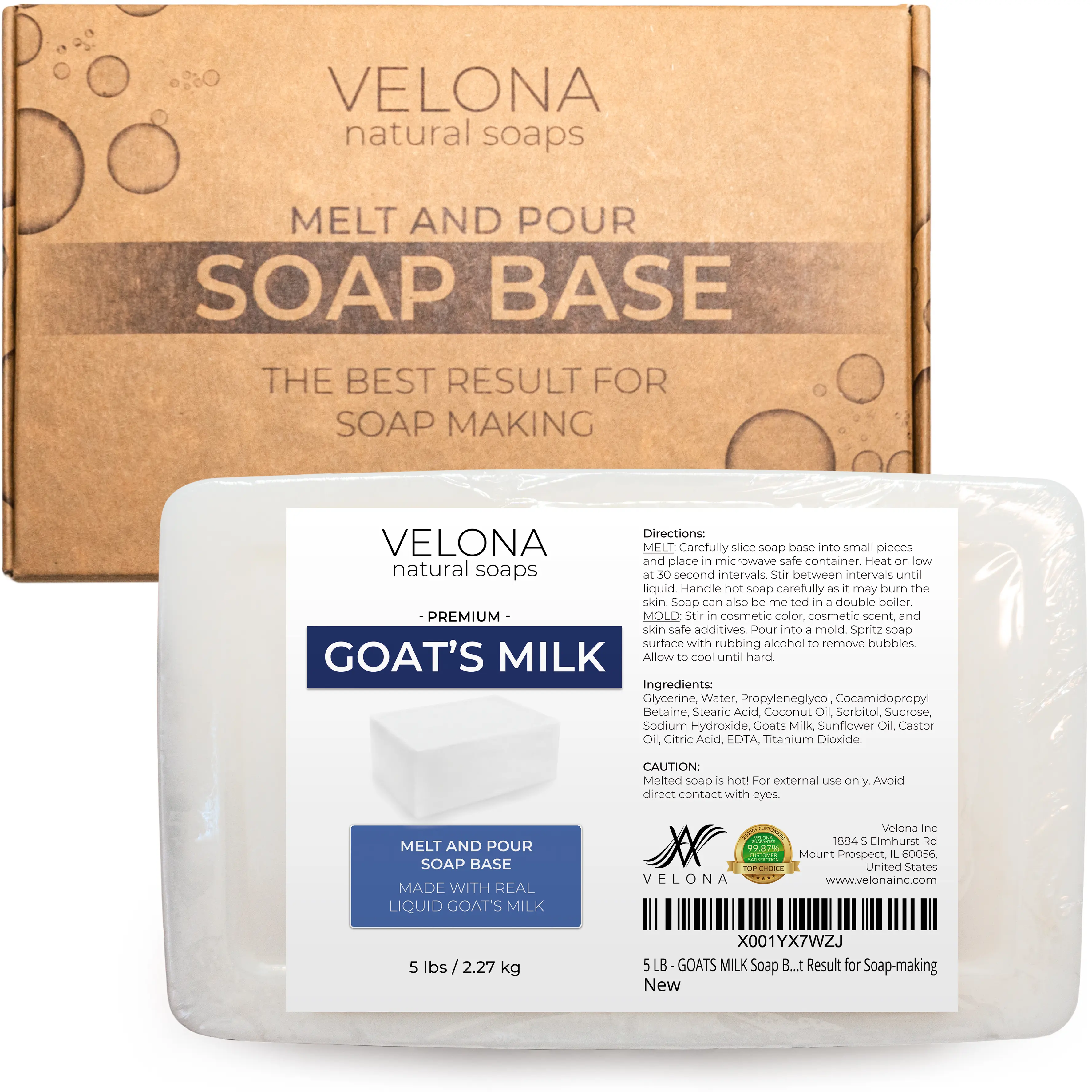 5 LB - Goats MILK Soap Base by Velona | SLS/SLES free | Melt and Pour | Natural Bars For The Best Result for Soap-making