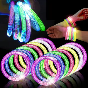 20 Pack LED Light Up Bracelets for Halloween Christmas and New Year Parties, Party Favors Assortment, Mixed Colors Battery Operated Glow Sticks Bulk for Holiday Games