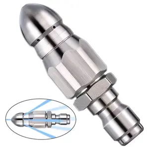 Sewer Pipe Unblocking High-pressure Nozzle, Stainless Steel Quick-connect Pipe Cleaning Rotating Nozzle, Unblocking Nozzle for Home Kitchen Bathroom, Sprayer Nozzle, Quick Connect Nozzles, Sewer Jet Nozzle
