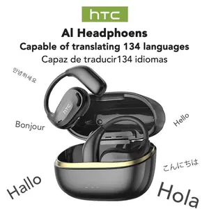 HTC NE18 AI Headphones Open Earbuds with 134 Language Translation Bluetooth 6.0 Dual Mode Switching HD Clear Calls IPX5 Waterproof HIFI Sound Quality Long Battery Life Comfortable Wear