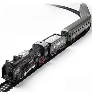 Electric Classical Train Set Toy, Glowing Engine, 3 Carriages, or, Battery Powered, Parent-Child Interaction, Kids Gift