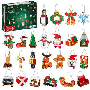 24 Days Christmas Countdown Ornaments Building Set with Hanging Christmas Tree, Wreath, Santa, Snowman, Gingerbread, Reindeer, Nutcracker Snowflakes Xmas Stocking Stuffer Decor Toy Gift for Kids Girl Boys  Ages 6+
