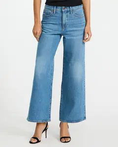 Express High Waisted Medium Wash Wide Leg Ankle Jeans
