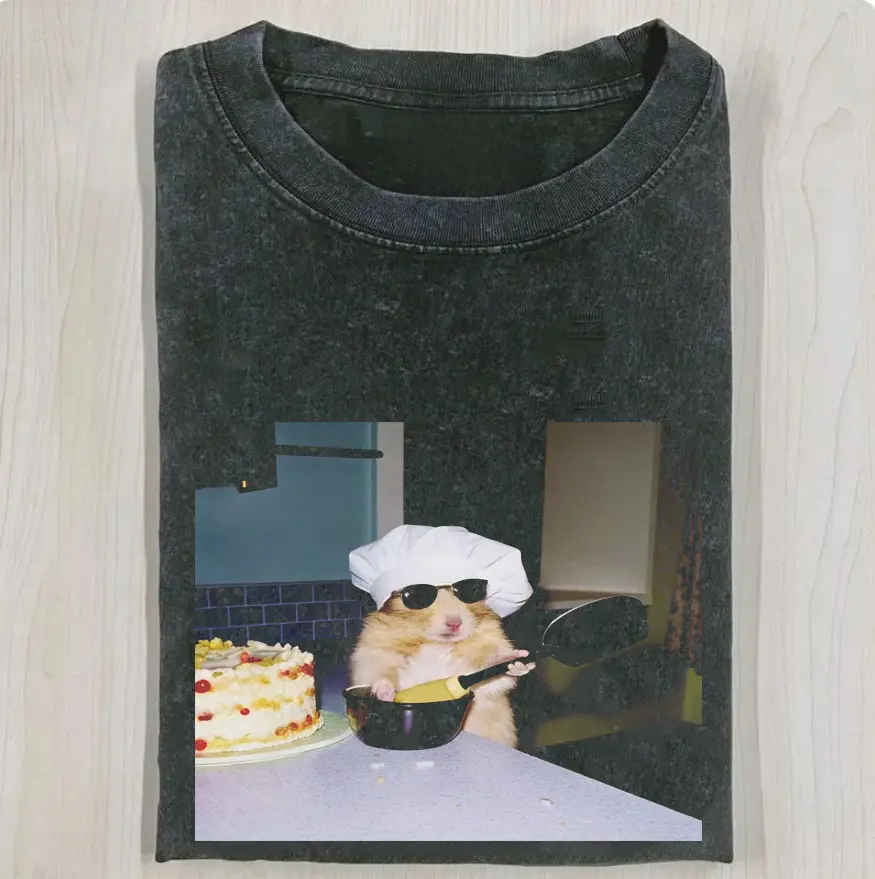 Vintage Chef Hamster Cooking Meme Graphic Tee, Master Chef Pet Aesthetic, Kitchen Vibes Shirt, Funny Food Lover, Unisex Meme Cringe Funny Shirt, Menswear Womenswear Streetwear Cotton Comfort
