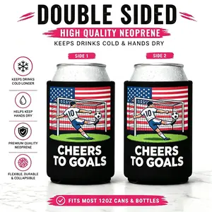 2026 Soccer Cup Sleeve: Keeps your summer drinks cool;Soccer Lover Gift,Sleeve for Player and Fans  high-quality 12-ounce and 16-ounce party can sleeves, perfect for canned drinks and beer mugs