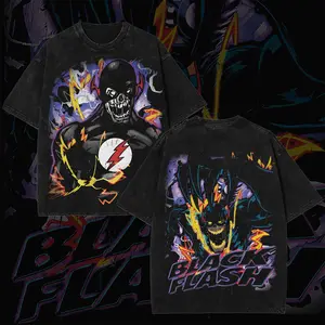 Retro Black Flash Inspired T-Shirt – Vintage 90s Speed Force Grim Reaper Graphic Tee, Dark Lightning Skull Streetwear Cotton Shirt, Unisex Oversized Top, Gift for Fan, Gift for Him