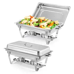 2 Pack/4 Pack Chafing Dish Buffet Set, 8QT Stainless Steel Rectangular Chafers and Buffet Warmer Sets for Catering, with Food & Water Pan, Lid, Tray