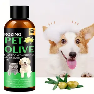 ROZINO Pet Olive 3-in-1 Shampoo - Cleansing & Conditioning Pet Wash with Olive Extract, Sodium Cocoyl Glycinate & Panthenol, 100g