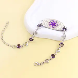 Editable QR Code Medical Alert Bracelet for Women | Stainless Steel & CZ Crystal Floral ID Bracelet | Laser Engraved Dynamic Medical Info Jewelry for Travel & Daily Wear