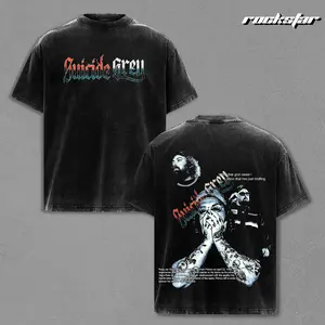 $uicideboy$ Scrim Suicide Grey Vintage Washed Black Oversized T-Shirt Graphic Tee Heavyweight Soft Cotton Hip Hop Rap Streetwear Greyday G59 Band Merch Music Lover Gift Unisex Men Women