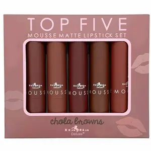 ITALIA DELUXE 5PCS TOP FIVE Mousse Matte LIPSTICK CHOLA BROWNS ITEM USA Seller