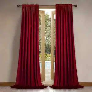 1pc Thick Velvet Blackout Insulated Window Curtain, Soft Noise Reduction Thermal Curtains, Rod Pocket Design, Suitable for Bedroom and Living Room