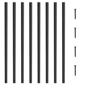 summervibes VEVOR Staircase Metal Balusters, 38''x 1'' Flat Aluminum Alloy Decorative Banister Spindles, 72 Pack Deck Baluster with Screws, Classic Hollow Deck Railing Satin Black Powder Coated for Porch, Flat Spindles