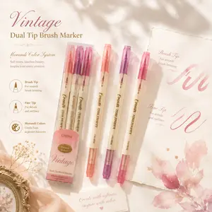 Dual-Tip Brush Marker Set, Soft & Hard Tip Art Pens with Vintage Morandi Colors, Smooth No-Bleed Ink, Markers for Coloring, Journaling & Illustration