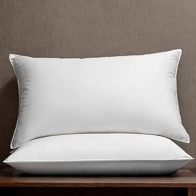 iFaon Hotel Goose Down Feather Pillows King Size Set of 2 Pack Odorless Hypoallergenic Fluffy Firmness Medium Supprot Bed Pillow for Sleeping, Breathable Skin-Friendly 20x36 inches