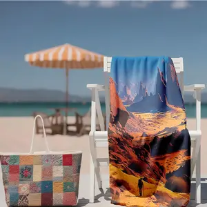 1 piece Wilderness explorers traverse rugged valleys. themed beach towel - Extra Large Beach Towel, Soft Polyester Fiber, suitable for Beach, Camping, Birthday, Quick-dry and Absorbent, Modern Pattern Style, Ideal for Outdoor Activities