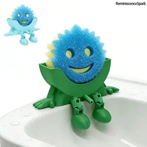2-Pack Fun Drainage Kitchen Organiser - Sponge Daddy & Dish Mommy Cleaning Sponge Pads Holder with Sink Storage Function