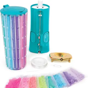 Flat Bead Bracelet Making Kit, Beading Making DIY Set with Beads, Elastic Cord, All Materials Needed, Custom Style Jewelry Craft, Multiple Colors