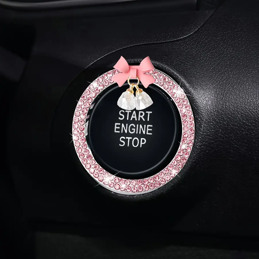 1PC Car one click start decoration sticker interior button inlaid with diamonds Car Accessory Car Accessories Interior Car Decorations Aesthetic Car Accessory