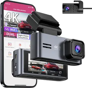 Dash Cam Front and Rear 5G WiFi, Dash Cam 4K/2K/1080P+1080P, Dash Camera for  with 3.18" LCD Screen, Dashcam  Camera with WDR Night Vision, G-Sensor, Loop Recording, SD Card Not Included