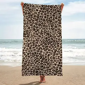 Leopard Print Microfiber Beach Towel, Large Size Quick-Dry Lightweight Bath Towel, Yoga Beach Travel Camping, Unisex Modern Style Gift