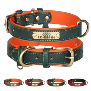 Custom Leather Dog Collar with Personalized Name Tag – Anti-Lost Pet ID with Free Engraving | For Small, Medium & Large Dogs