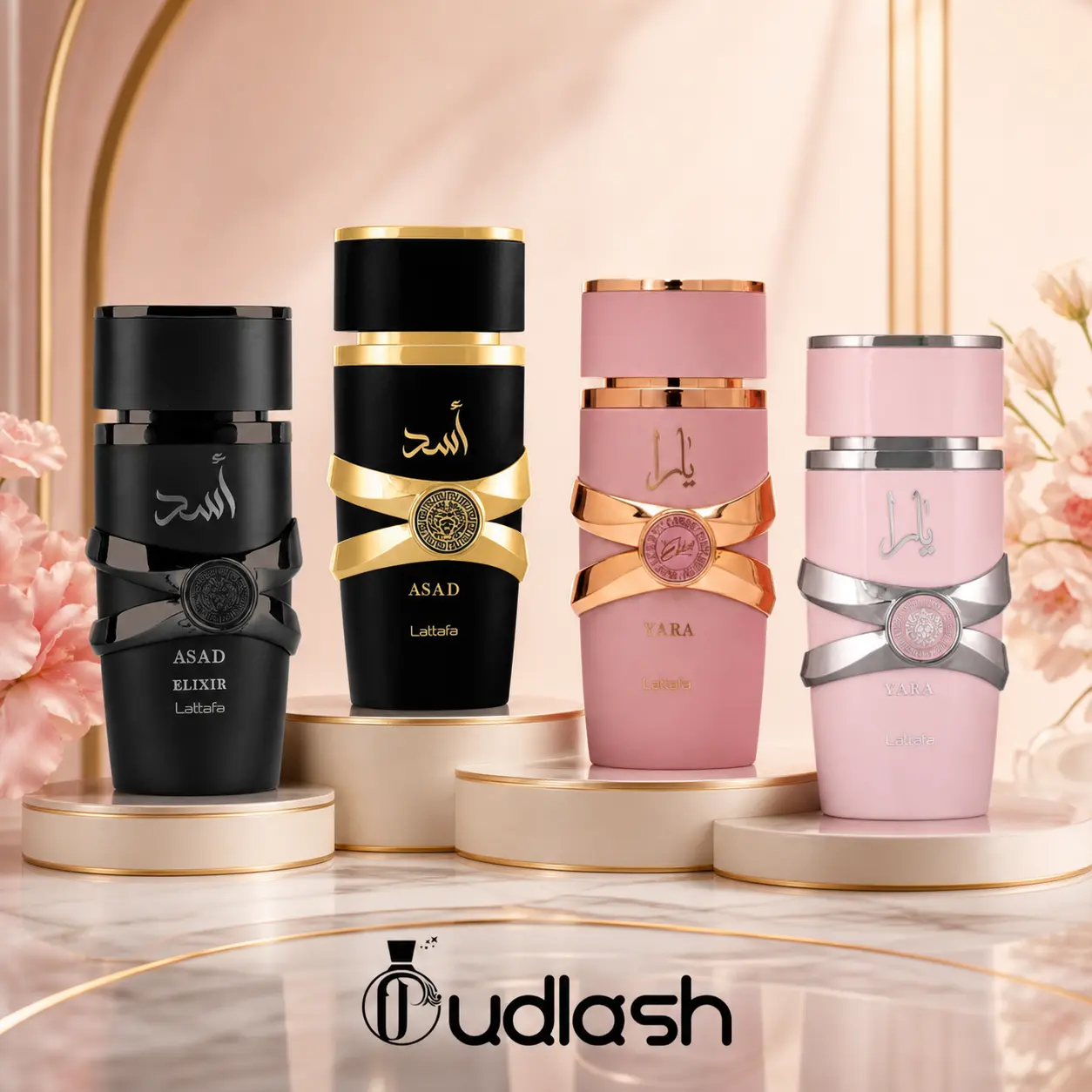 Oudlash Bundle | Lattafa | Yara + Yara Elixir + Asad + Asad Elixir | Unisex Fragrance | 100 ML - 3.4 OZ | Eau De Parfum | Black Pepper - Pineapple & Patchouli