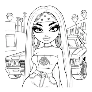 Chicana Style 100 Image single sided Adult Coloring Book