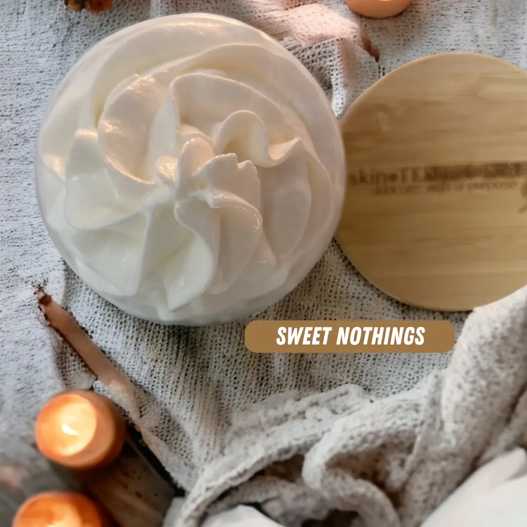 Creamy, Moisturizing whipped body butter for soft smooth dry skin feminine scented