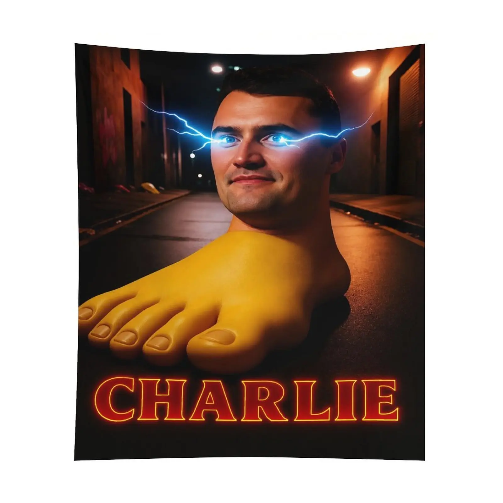 Charlie Kirk Giant Foot Funny Italian Brainrot Meme Tapestry - Winter Warm Hanging Wall Decor Throw for Living Room, Ideal Gift