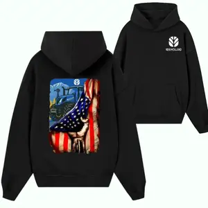 New Holland Tractor Hoodie, American Flag Farmer Pullover, Patriotic Farm Life Hoodie, Country Style Tractor Lover Gift for Men
