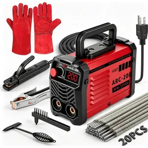 [Father's Day Gift]200Amp 20PCS Rods Stick Welder, Super MINI Portable Welding Machine, IGBT Inverter Welder Machine 110V with Hot Start Arc Force Anti-Stick, for 1/16"-1/8" Rod ARC Welder, 2 Chip Hammers (Red)