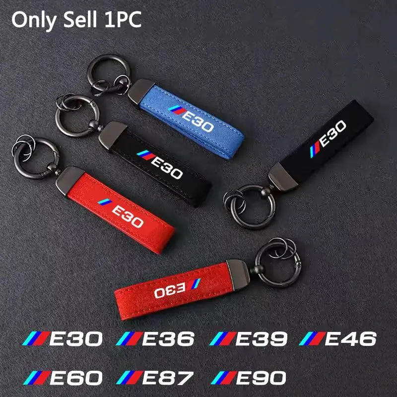 Suede Keychain For Car Keys Pendant Anti-lost Stylish Keyring Charm Key Charms Gift Lanyard For BMW E30 E34 E36 E39 E46 E60 E61 E84 E87 E90 Auto Accessories