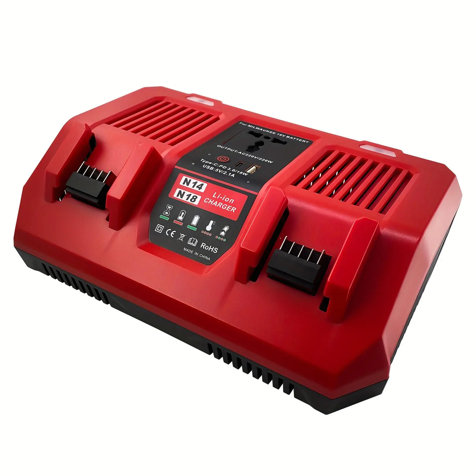 Dual Battery Charger Replace for MK-18 for Milwaukee 6A Rapid Lithium Charger to Charge 14.4V-18V XC Lithium-ion Battery 48-59-1890 48-59-1812 48-11-1850 48-11-1820 48-11-1835 48-59-1802