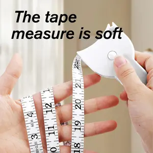 Accurate Waist/Hip Measuring Tape 60 Inch, Snow White Retractable Body Tape with 3D Automatic Lock