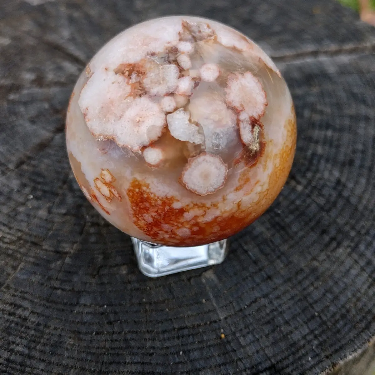Red Flower Agate Crystal Sphere
