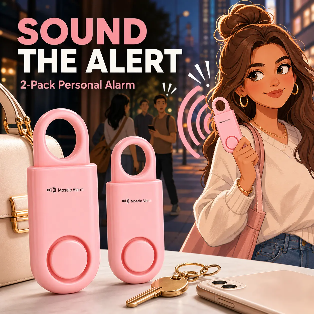 2-Pack Personal Safety Alarm Keychain - 130dB Loud Siren, User-Replaceable Batteries, SOS Emergency Alert for Women, Night Runners - Hiking, Camping, Walking, Jogging Use, Children