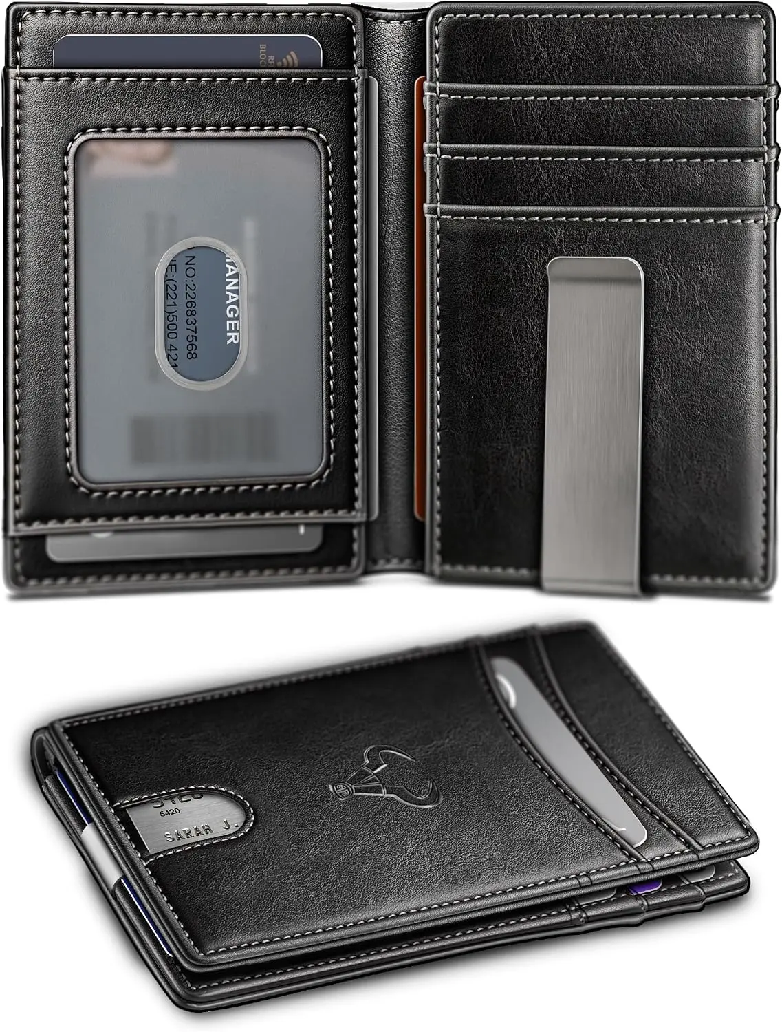 BULLIANT Slim Wallet For Men, RFID Blocking Magnetic Flip Wallet with 11Cards and Metal Money Clip, Gift for Men