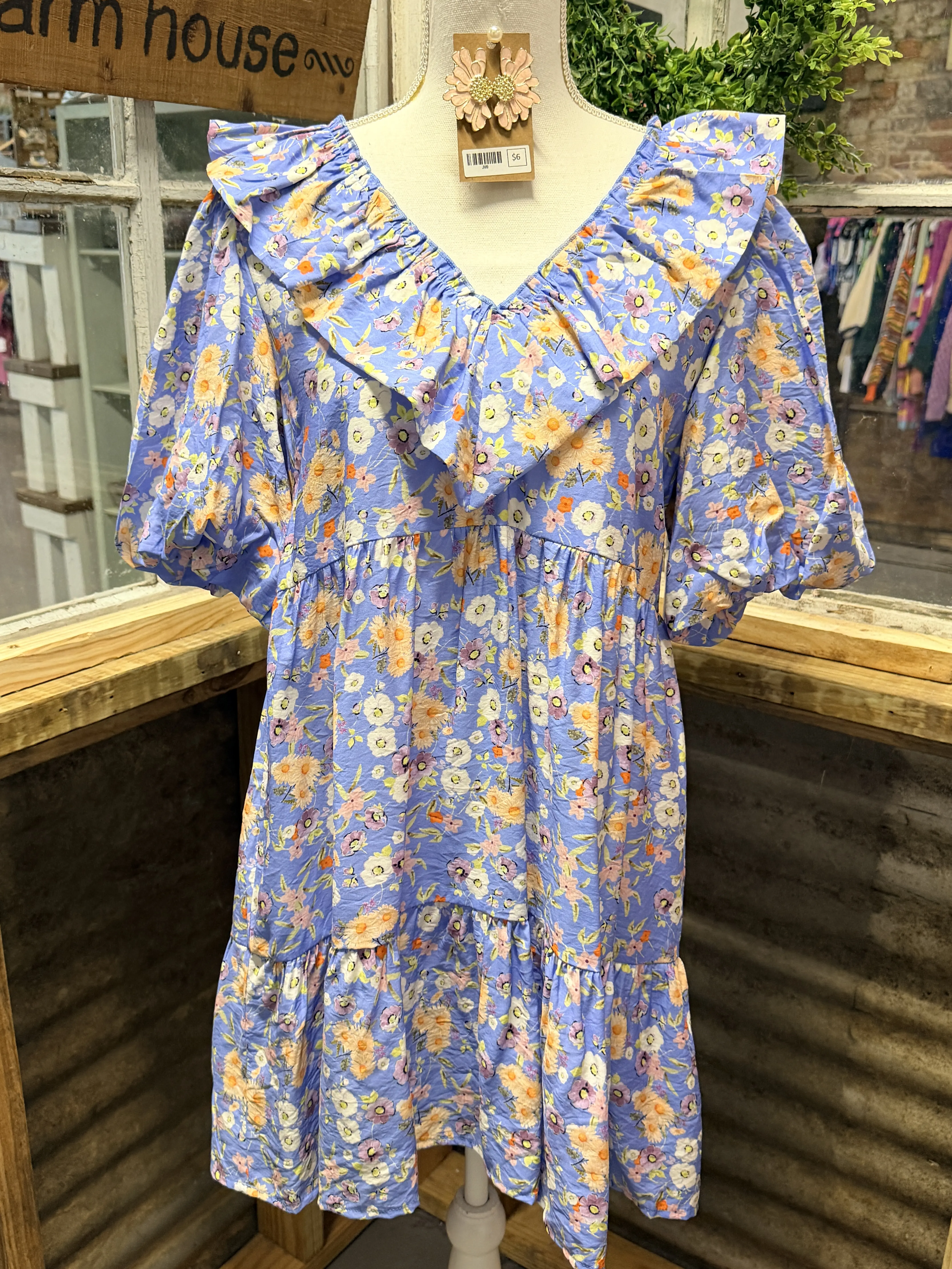 Periwinkle Floral Print Mini Dress